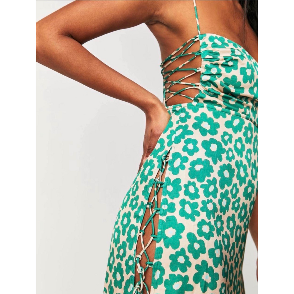 For Love & Lemons For Love and Lemons Lincoln Midi Dress with Lace-Up Details in - Picture 4 of 4